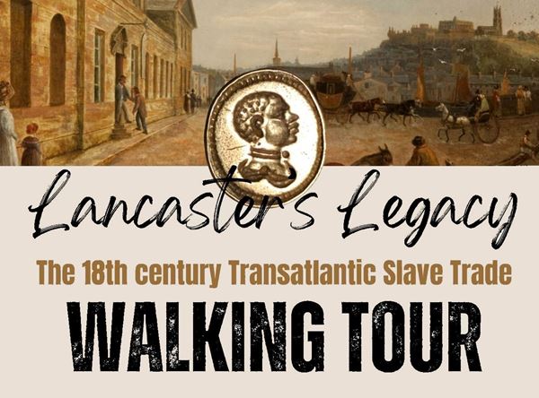 Tour poster with painting of Lancaster in the 18th century.